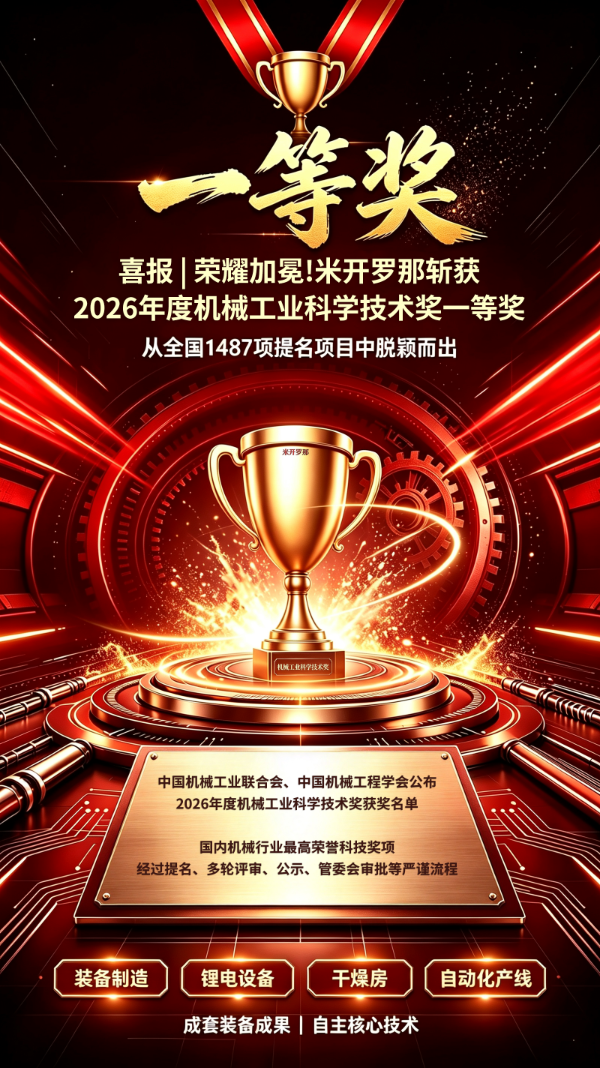 米开罗那荣获2026年度机械工业科学技术奖一等奖